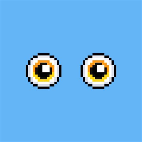 Diseño de icono de ojos amarillos de dibujos animados de pixel art