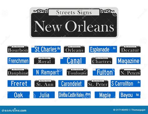 New Orleans Famous Street Signs Digital Scrapbook Elements Stock