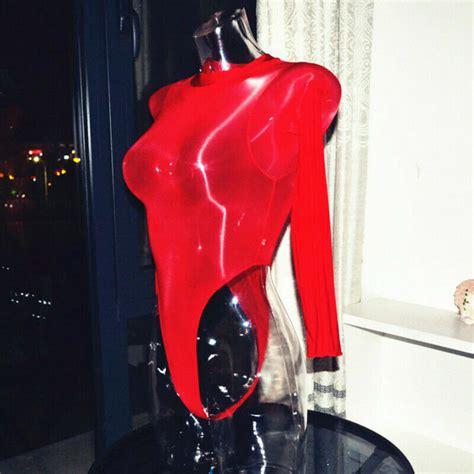 Women Sexy Oiled Shiny Sheer Bodysuit Romper Top See Through Erotic Lingerie EBay