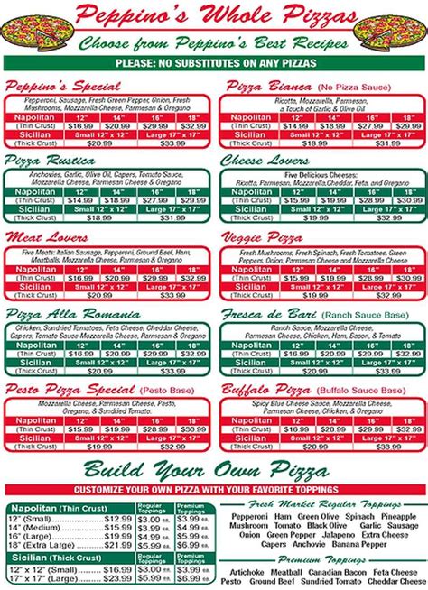 Peppino S Pizzeria Menu Athens Ga