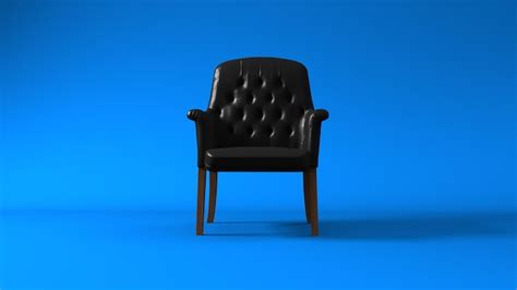 Premium Photo | Black chair on blue background