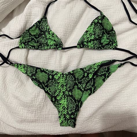 Neon Green Snake Skin Bikini Gem