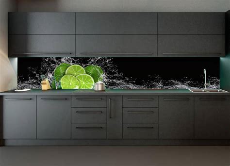 Кухонний фартух вініловий Лайми і бризки води, цитруси (ПВХ наклейка ...