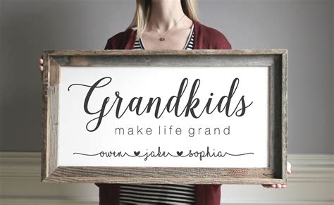 Grandkids Make Life Grand Wooden Sign Grandparent Wooden Etsy