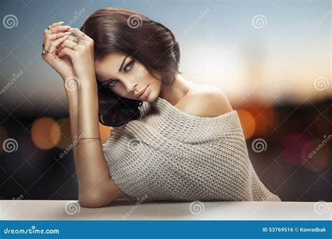 Cute Tawny Woman With Beautiful Eyes Stock Photo Image Of Lingerie Haired 53769516