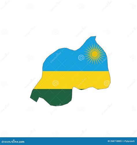 Rwanda National Flag in a Shape of Country Map Stock Vector