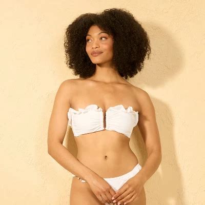 Women S Ruffle U Wire Bandeau Bikini Top Shade Shore White Xl Target