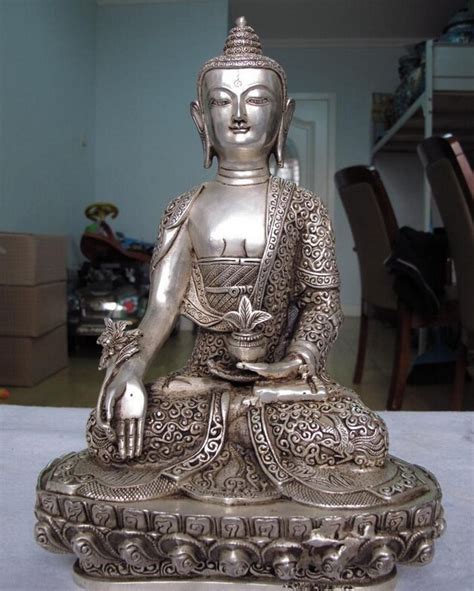 Fast Shipping Usps To Usa S Tibet White Copper Silver Buddhism