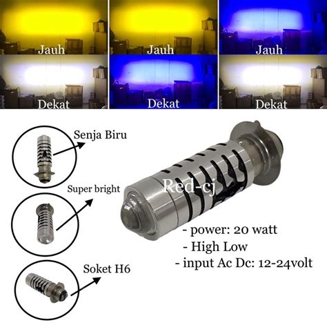 Jual Lampu Utama Led H6 Laser Jauh Dekat Plus Senja Biru Model Terbaru