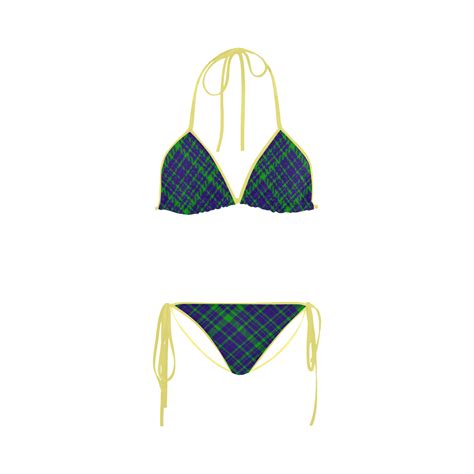 Diagonal Green Purple Plaid Modern Style Custom Bikini Swimsuit Id