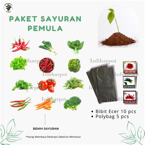 Jual Benih Bibit Paket Sayuran Pemula Isi 10 Bibit Paket Sayuran