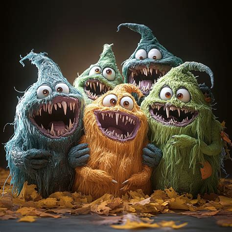 happy funny halloween monsters  stock photo public domain pictures