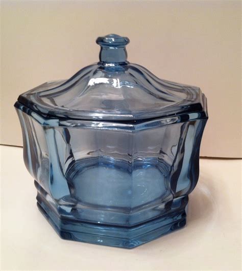 Blue Indiana Glass Covered Candy Dish