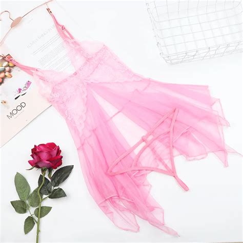 Exotic Lace Transparent Underwear Women Lace Night Gown Sleepwear Sexy Lingerie Nightwear G