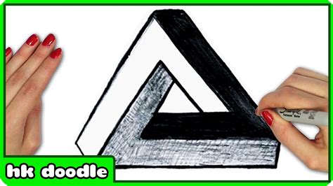 How To Draw The Impossible Triangle 3d Optical Illusion Easy Step By