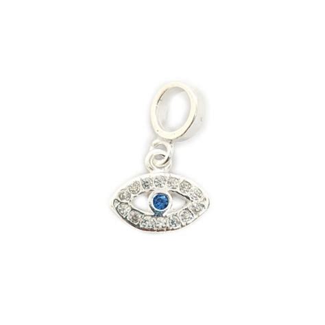 Dije Charm Ojo Turco Cristal 8mm Plata 925 Joyas GABENA