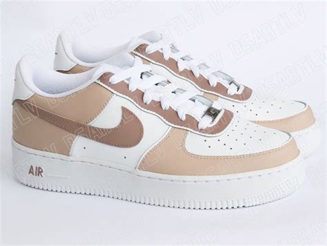 Nike Air Force Custom Sneakers Beige Brown Etsy