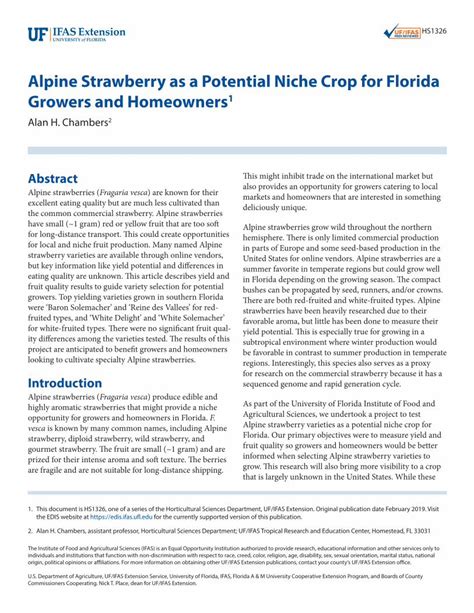 PDF Alpine Strawberry As A Potential Niche Crop For Florida