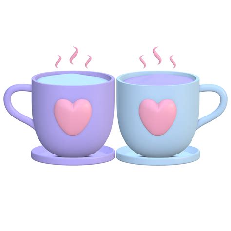 3d a couple of love mugs with a warm drink 18868583 PNG