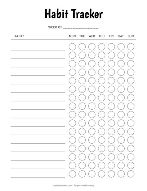 Free Printable Weekly Habit Tracker