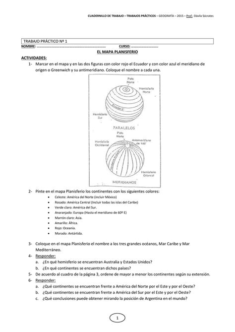 Trabajo Pr Ctico N El Mapa Planisferio