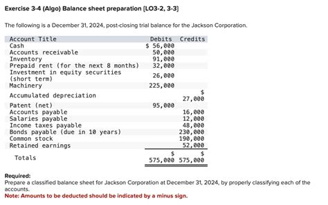 Solved Exercise 3 4 Algo Balance Sheet Preparation LO3 2 Chegg