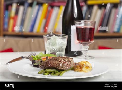 Steak with wine Stock Photo - Alamy