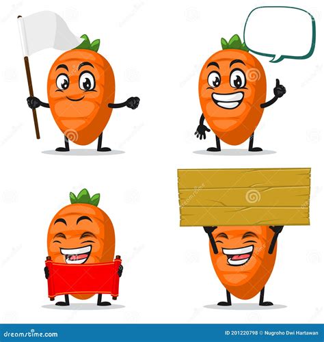 Vector Illustration Of Carrot Character Or Mascot Stock Vector Illustration Of Placard Ribbon