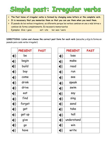 Regular Past Tense Verbs Worksheets