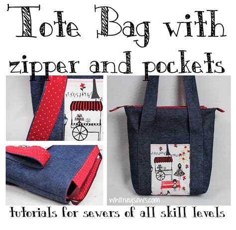 Zippered Tote Bag WITH Pockets - Whitney Sews