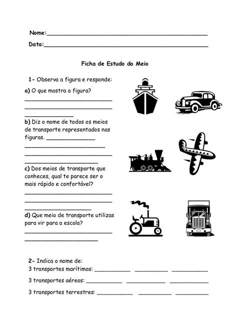 4º Ano | Geografia, Avaliação de geografia, Meios de transporte