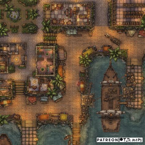 Port Market, Docks, and Shops [40x40] - TD Maps : r/dndmaps