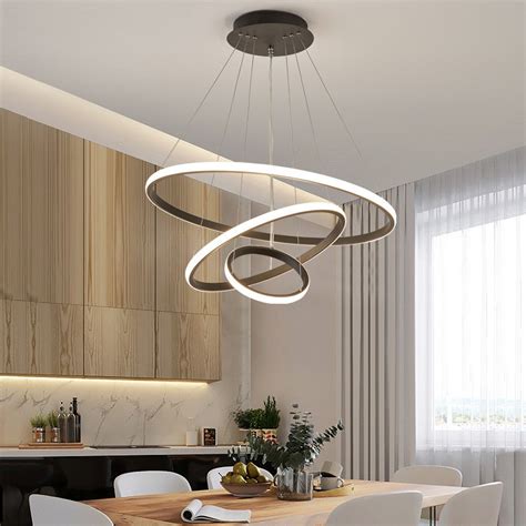 modern loft chandelier led ring ceiling light pendant light living room
