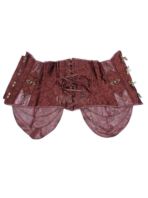Lingerie Corset For Women Chestnut Brown Hip Hop Buttons Cotton Bustiers Corsets Milanoo