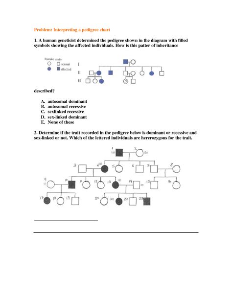 Pedigree Practice Worksheet With Answers