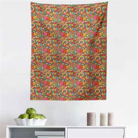 Ethnic Tapestry Lively Colored Composition With Rich Floral Elements