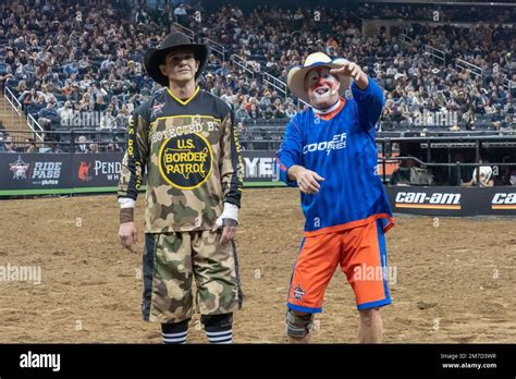 Pbr Barrelmans Lucas Teodoro And Flint Rasmussen Look Out At The Crowd