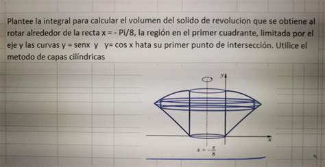 Plantee La Integral Para Calcular El Volumen Del Solido De Revolucion