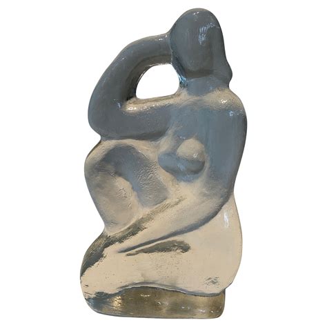 Glass Sculpture Representing A Naked Woman Posing In The French Art Deco Style For Sale At 1stDibs