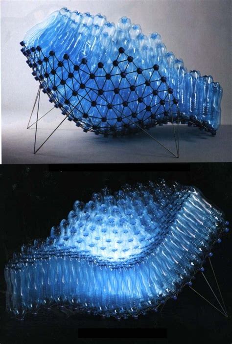 Water Bottle Chair Upcycled Recycled Modern Blue Exhibition Stand Design Diy Plastic