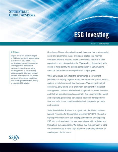 Esg Investing State Street Global Advisors