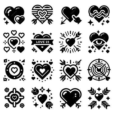 Premium Vector | Set of Heart Vector Illustration Icons silhouette