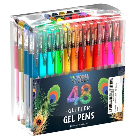 Glitter Gel Pens 48 Colors - Colored Pens for Adult Coloring - Book ...
