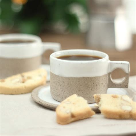 2 Espresso Cups With Saucers Set of Two Handmade Ceramic - Etsy