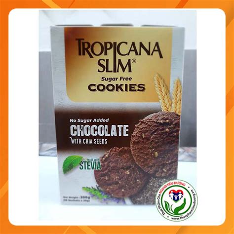 [Chính hãng] Bánh quy ăn kiêng Tropicana Slim Cookies Socola 200g (10 x ...