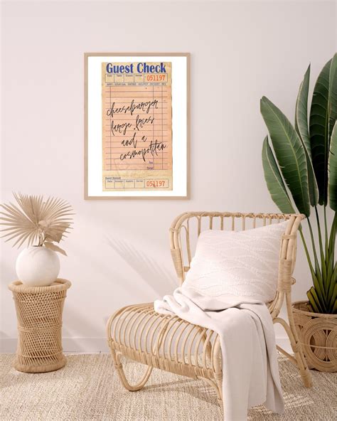 Sex And The City Poster Wall Art Guest Check Carrie Bradshaw I D Like A Cheeseburger Large Fries