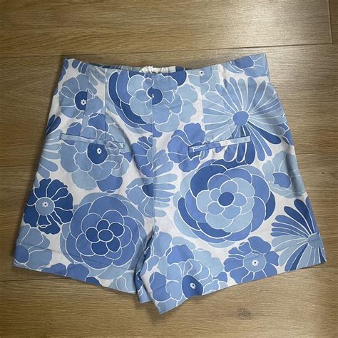 Zara High Waisted Hot Pant Style Short In Blue Retro Depop