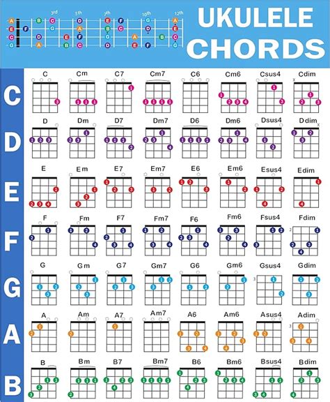 Amazon QMG Ukulele Chords Poster An Educational Reference Guide