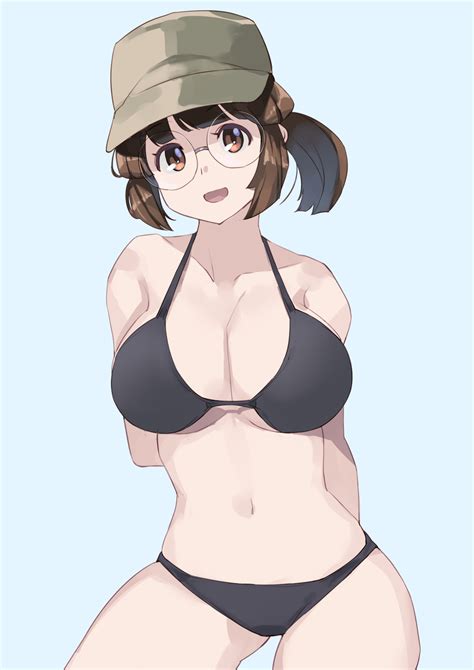 Coveredcore Fio Germi Metal Slug Highres Girl Arm Behind Back Baseball Cap Bikini Black