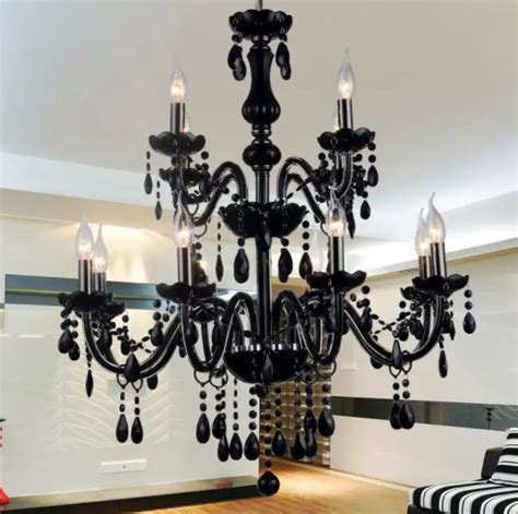 Черный K9 хрустальная люстра люстры де Cristal люстра E14 Свеча черная ...